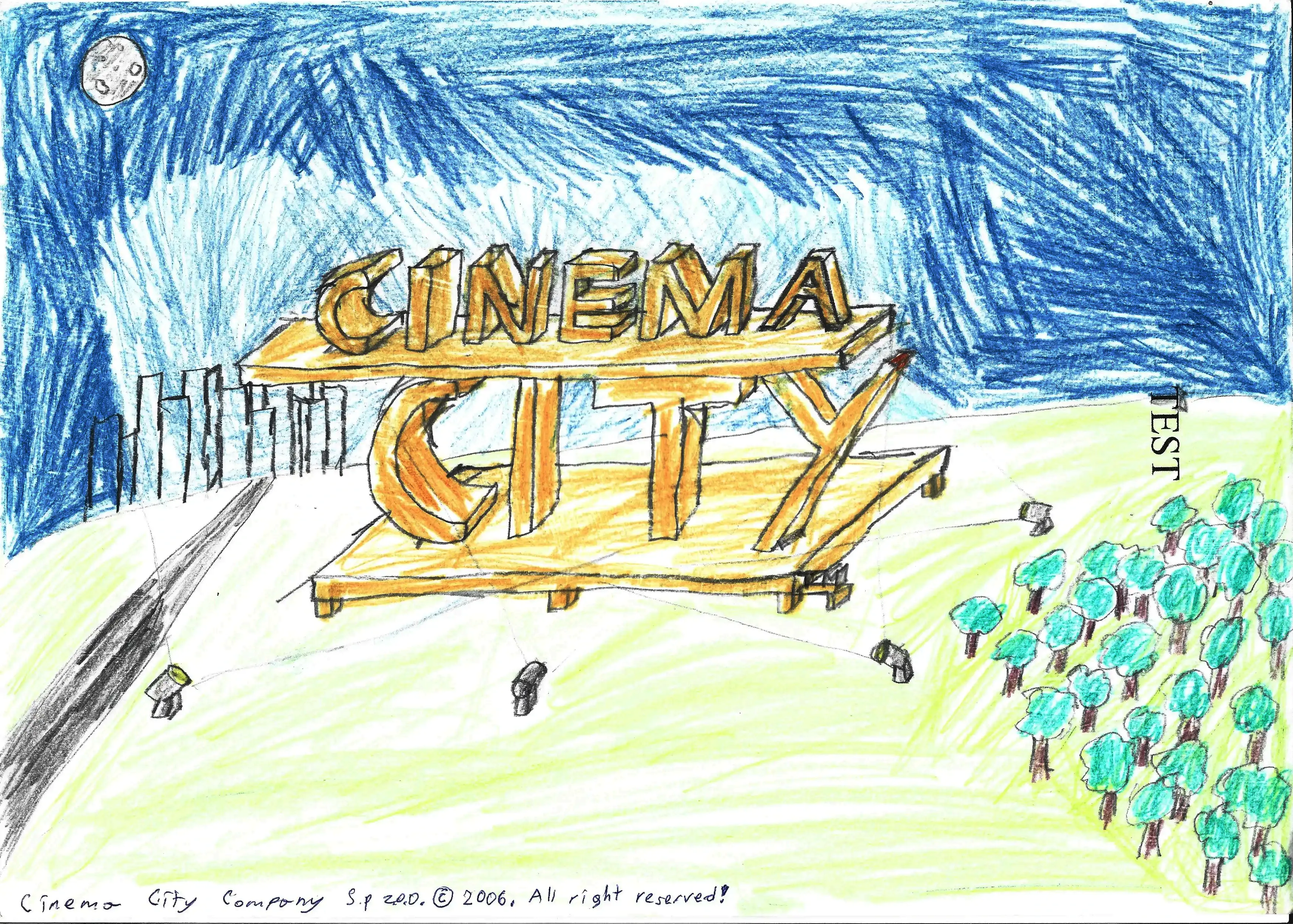 A parody of 20th Century Fox logo with 'CINEMA CITY' words