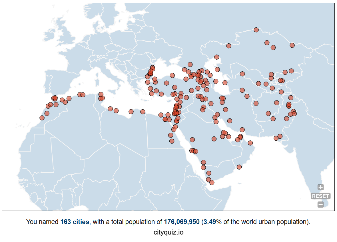 map of cities in the Middle East that I remember by name