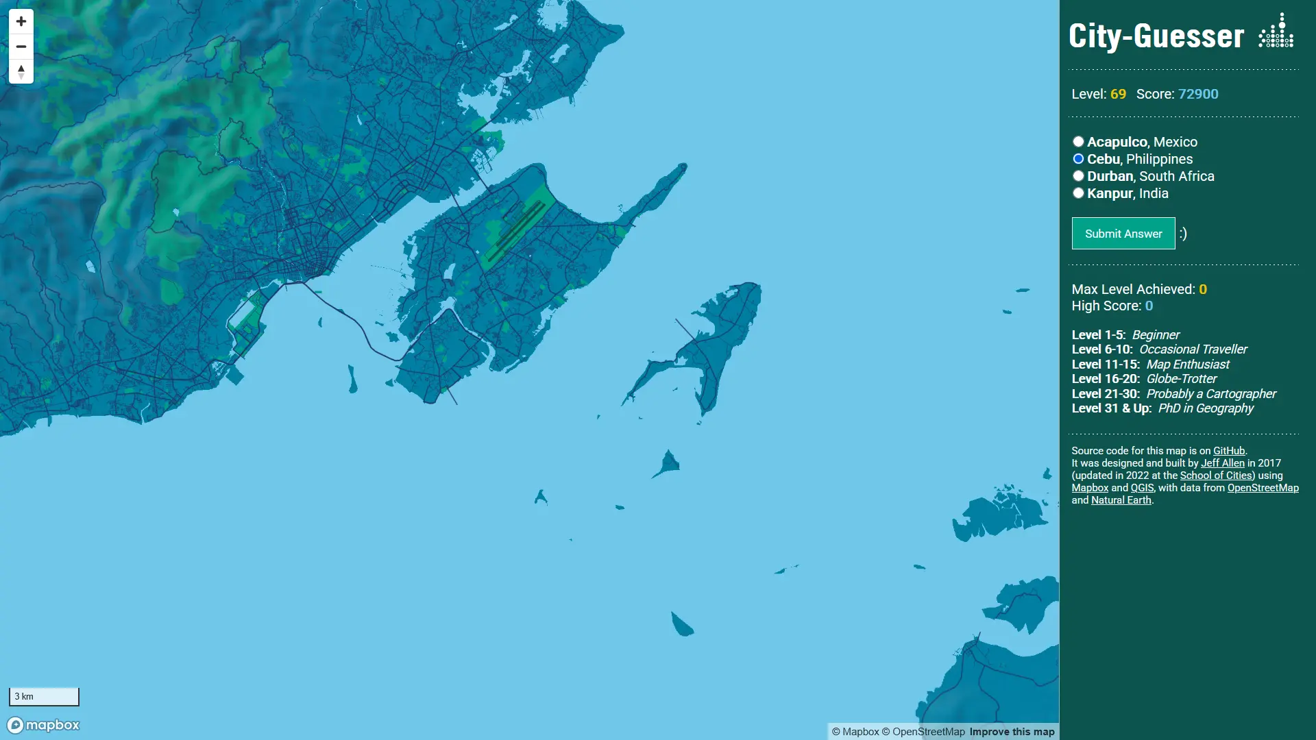Screenshot of City Guesser Game - Cebu