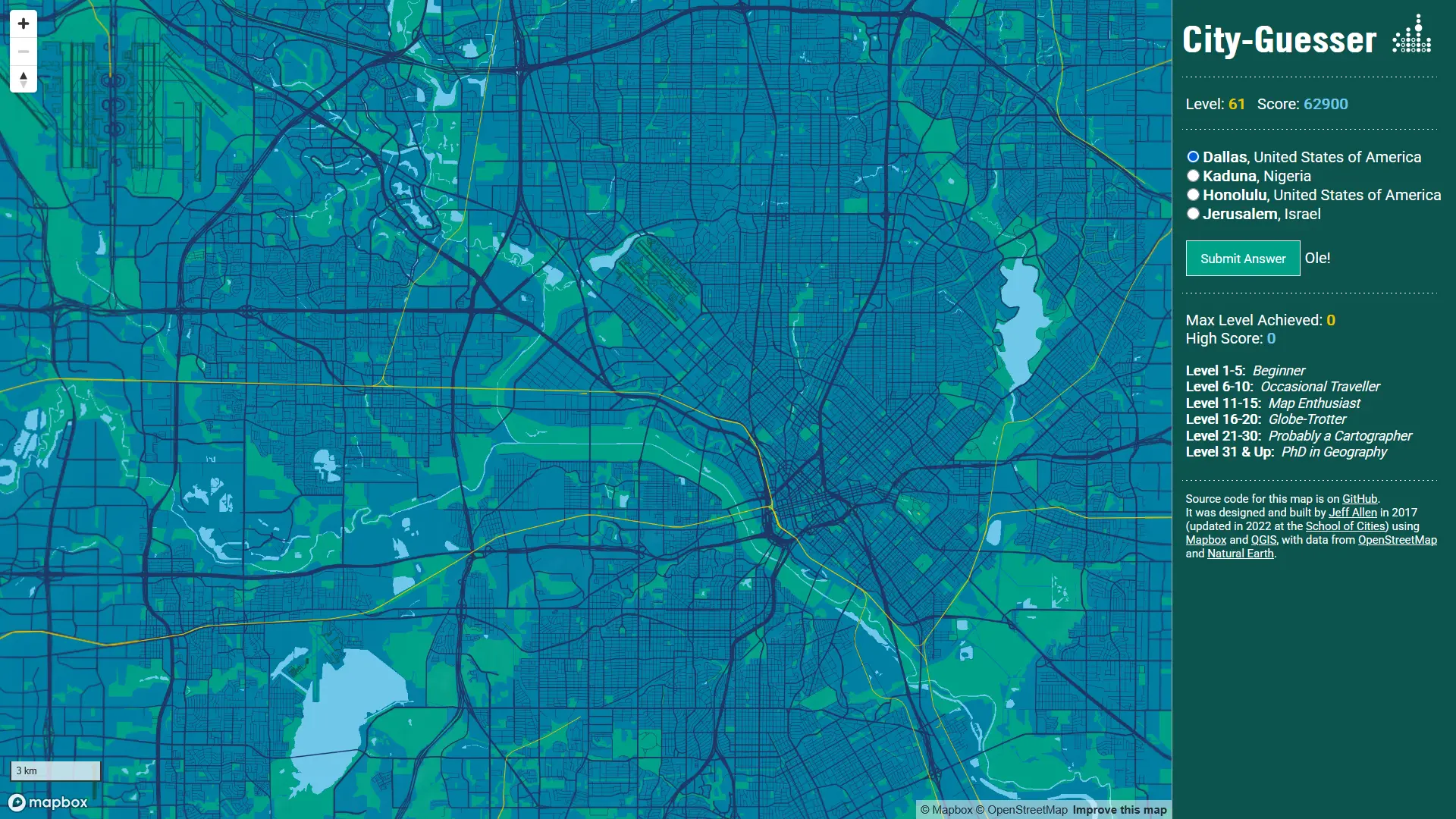Screenshot of City Guesser Game - Dallas