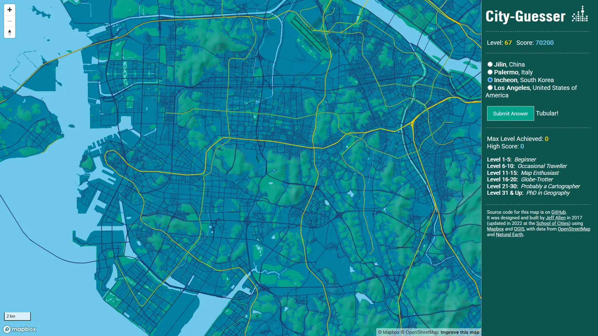 Screenshot of City Guesser Game - Incheon (and Seoul)