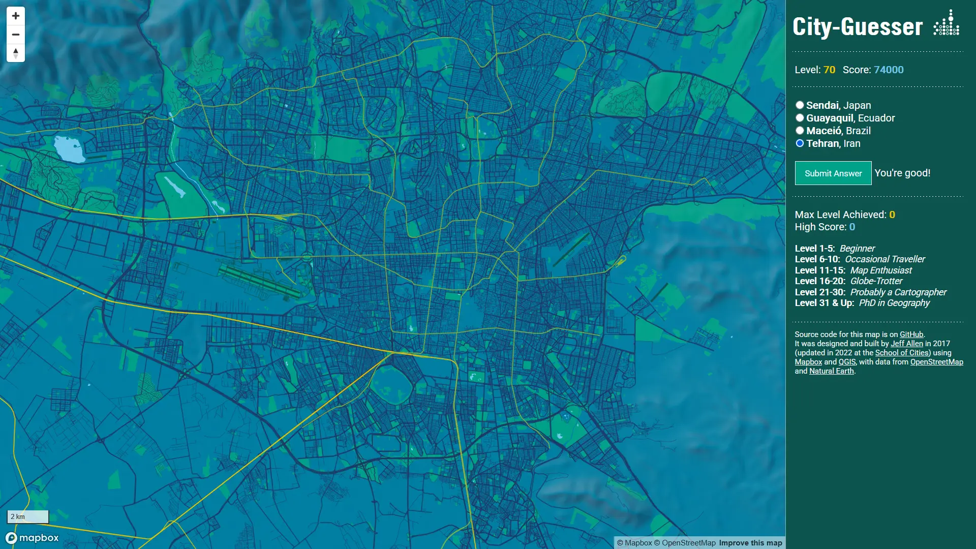 Screenshot of City Guesser Game - Tehran