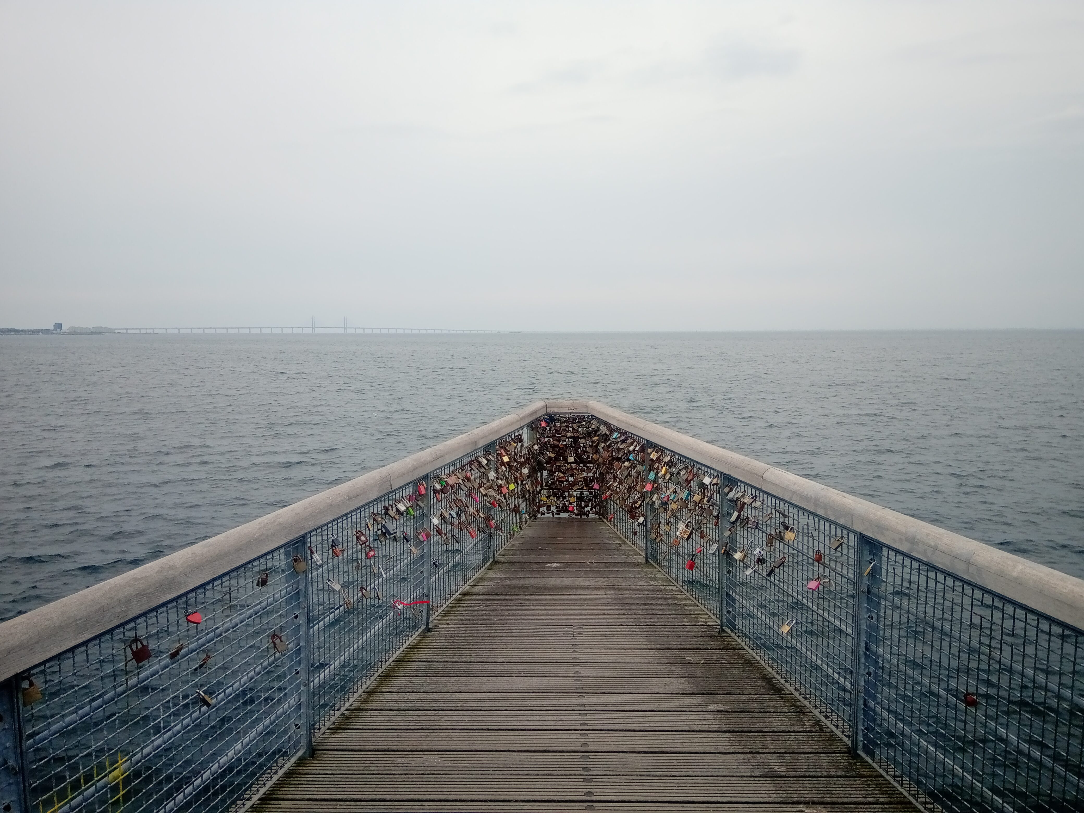 Pier with the view of Oresund Bridge from Malmö