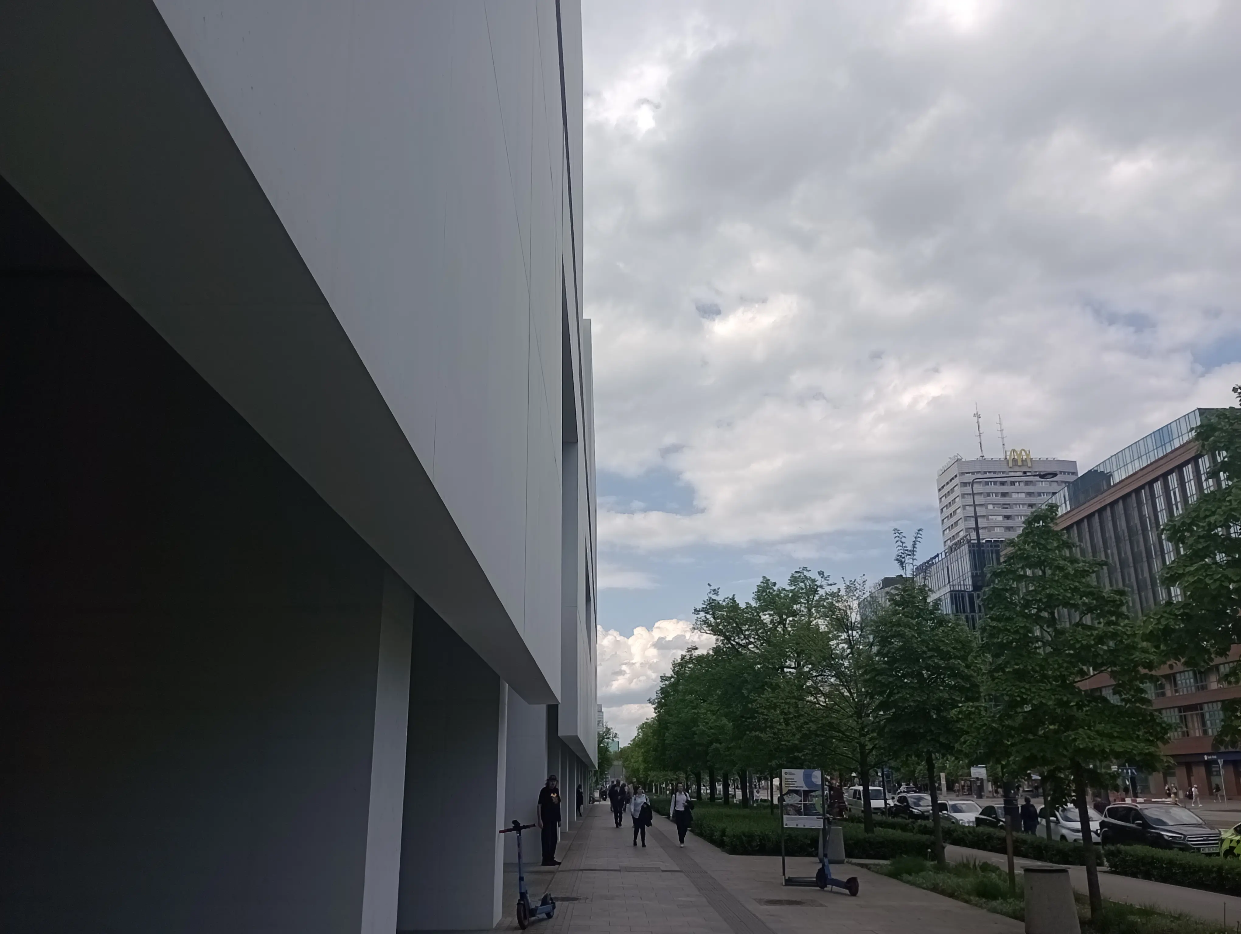 View of the facade of the museum from Marszałkowska Street pavement