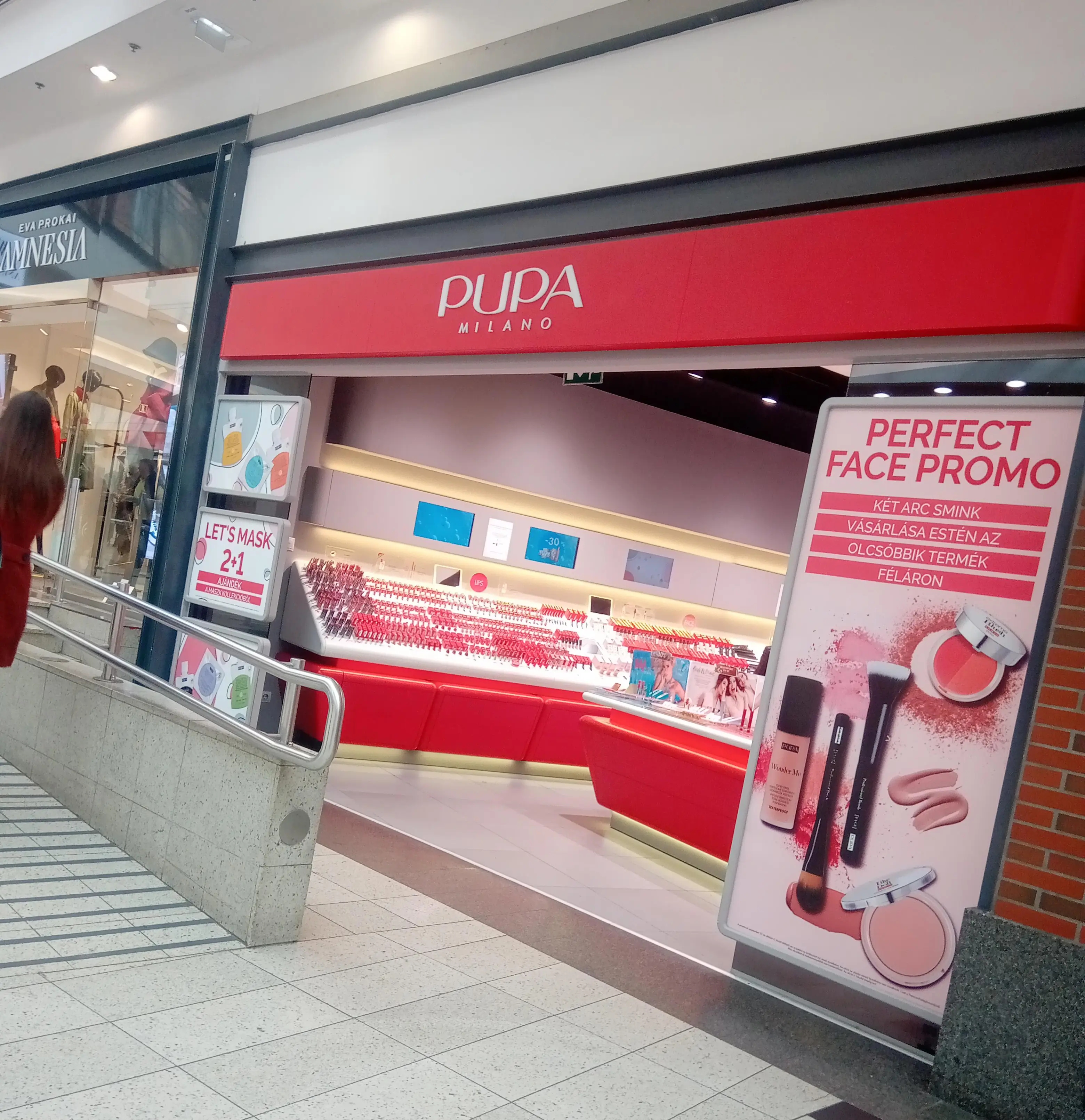 Pupa Milano cosmetic store at the mall in Budapest