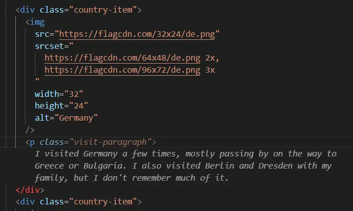 Screenshot of VSCode of a trip to Germany that I don't remember