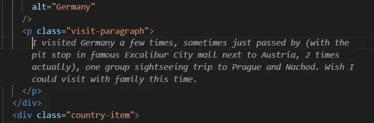 Screenshot of VSCode of a trip to famous German city of Prague