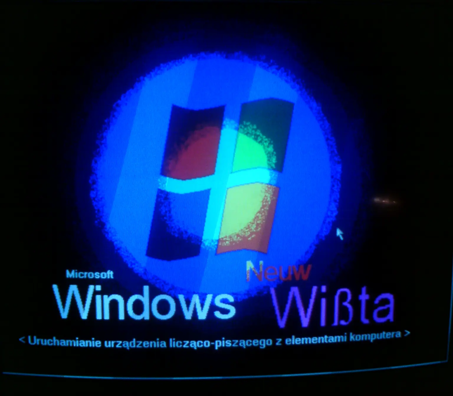 Photo of a parody of windows vista launching screen