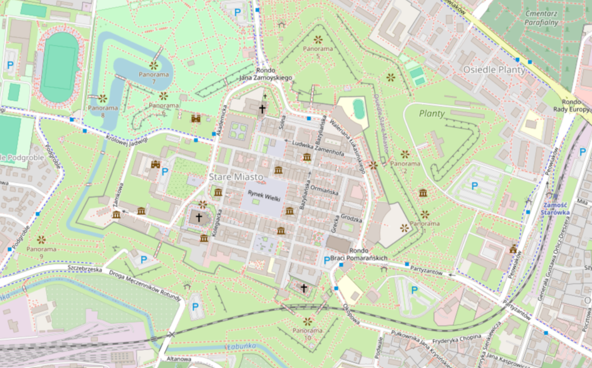 City plan of the old district of Zamość