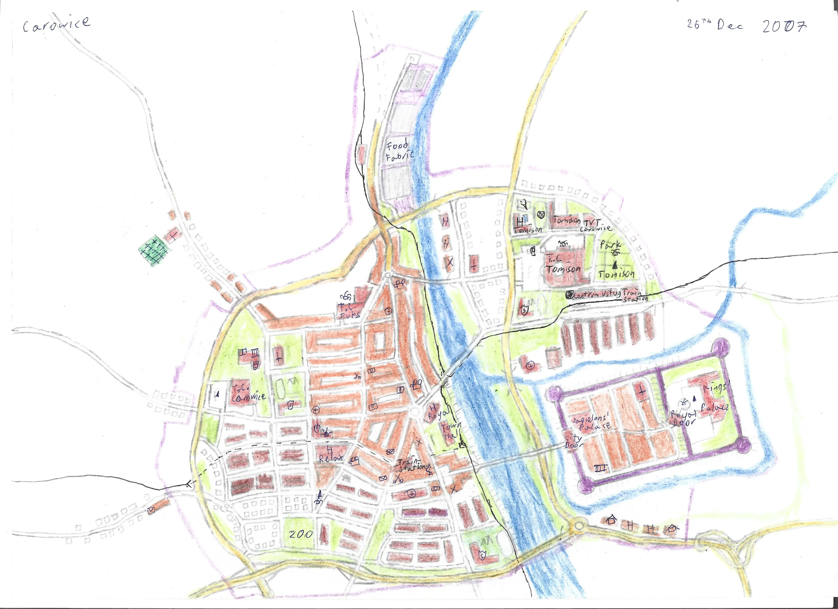 Carowice Town Map (fictional)