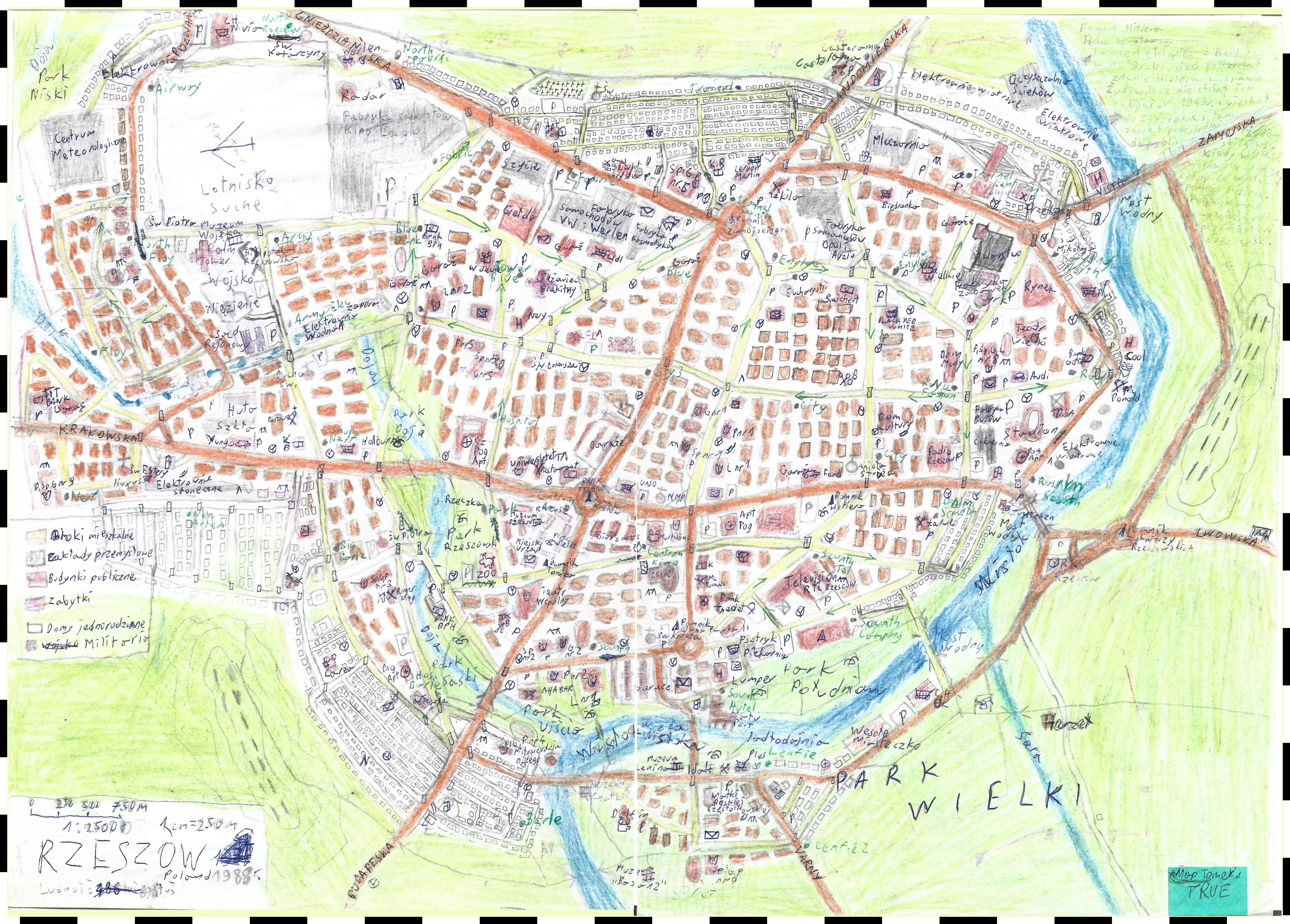 Fictional city plan based on real city of Rzeszów (fictional)