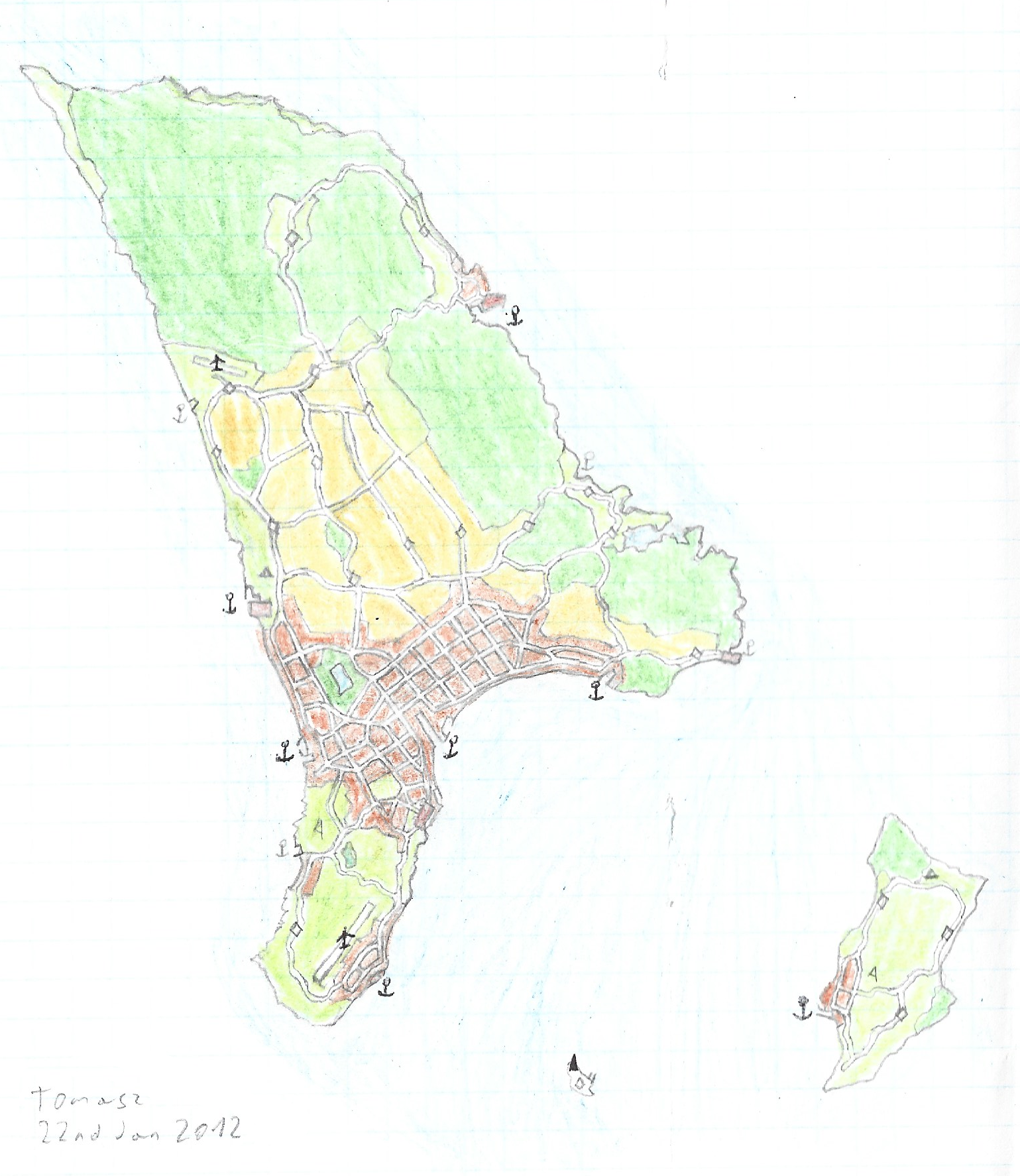 Unnamed Island Nation 1 Map (fictional)