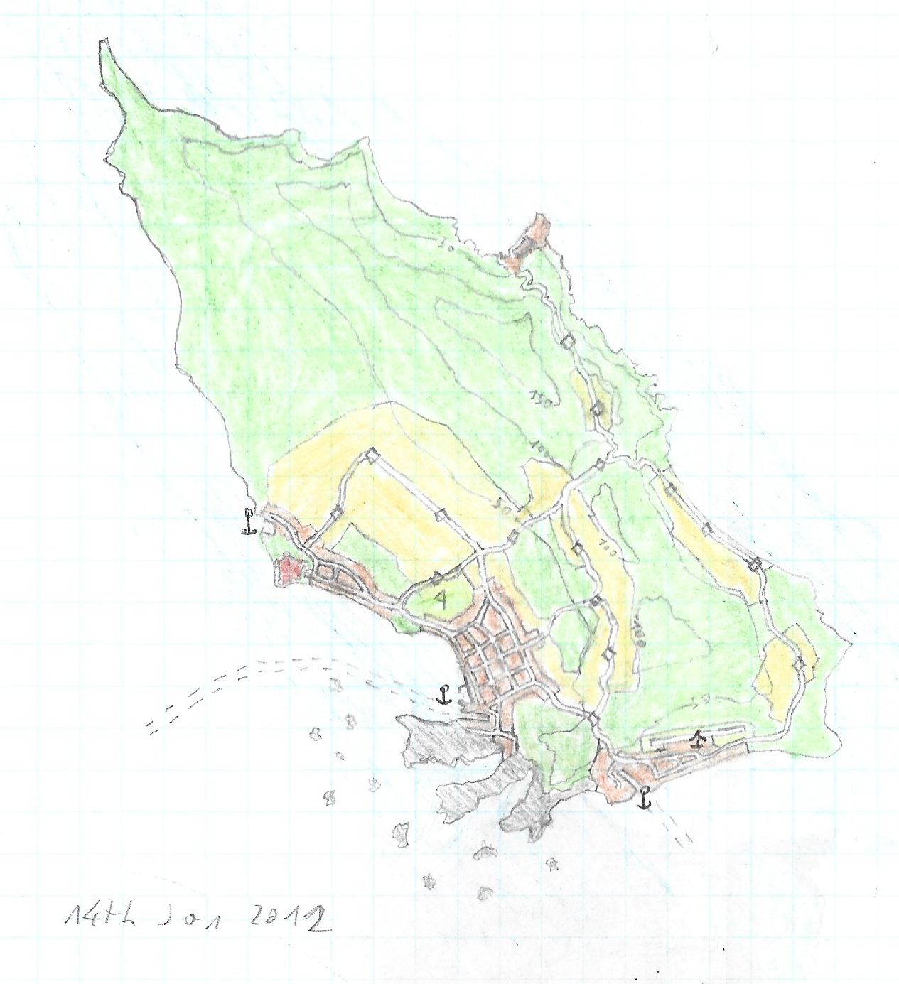 Unnamed Island Nation 2 Map (fictional)