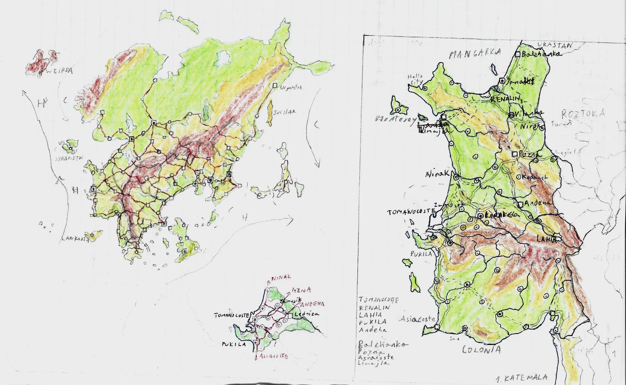 Mangarka Continent Maps (fictional)