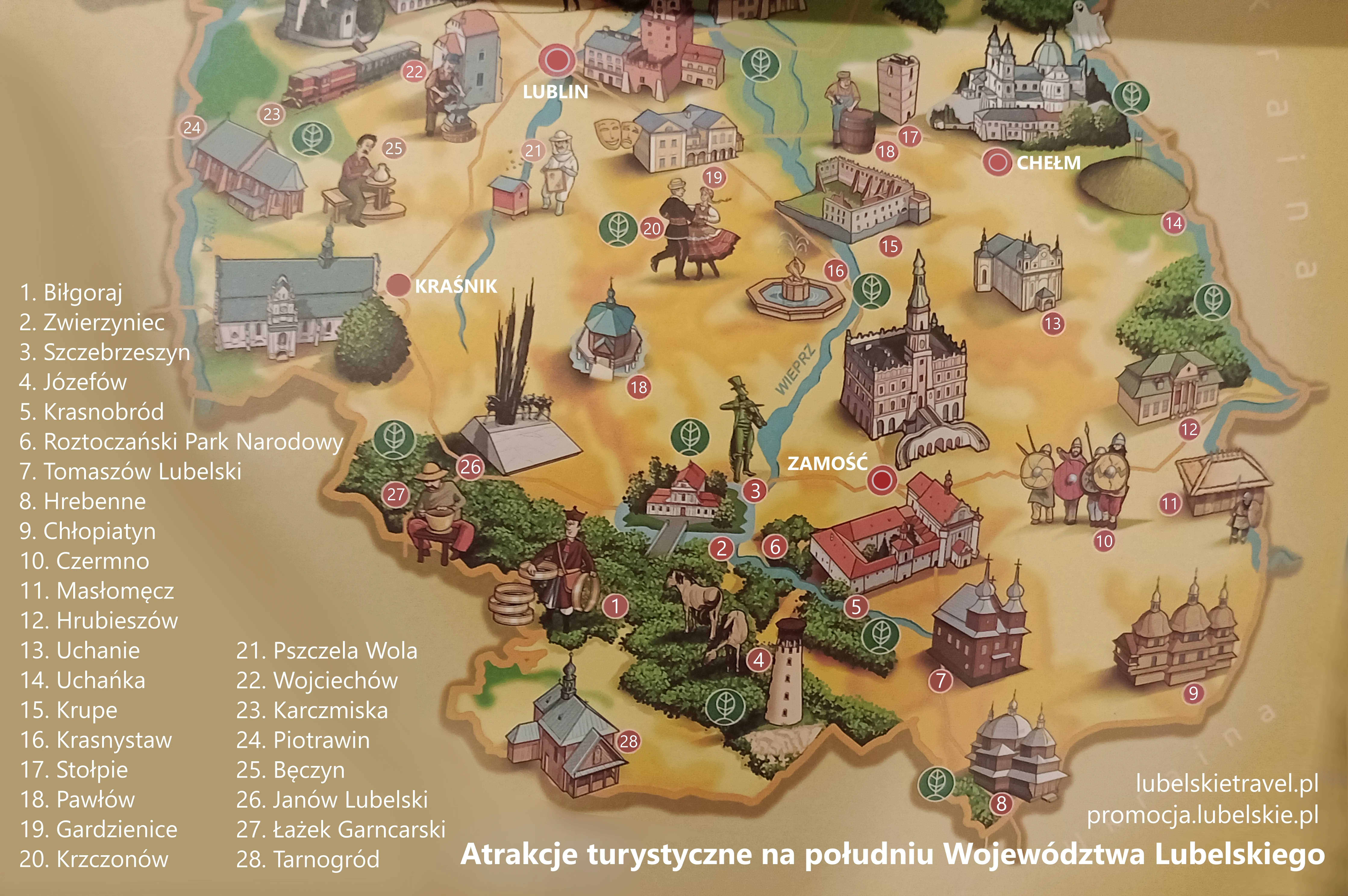 New map of the region of Zamość issued by Lublin Tourism Authority