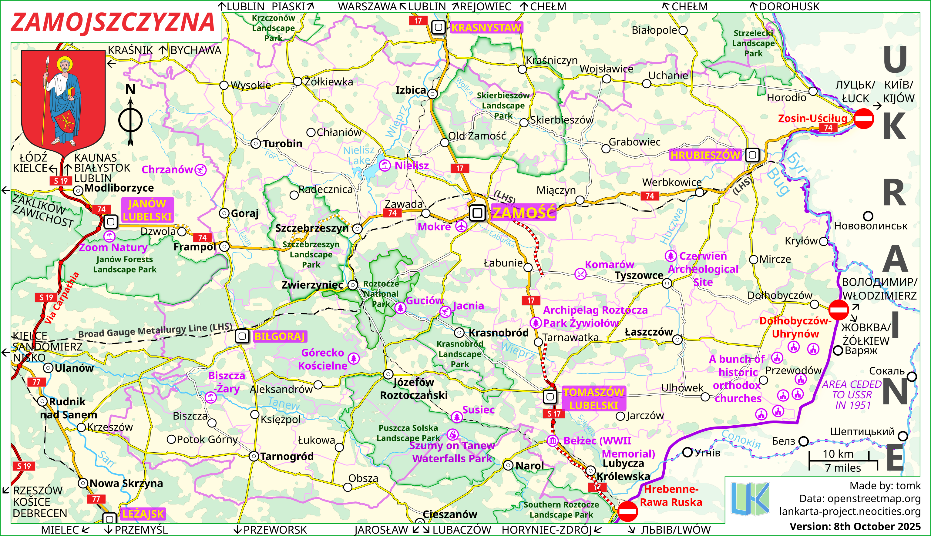 New map of the region of Zamość
