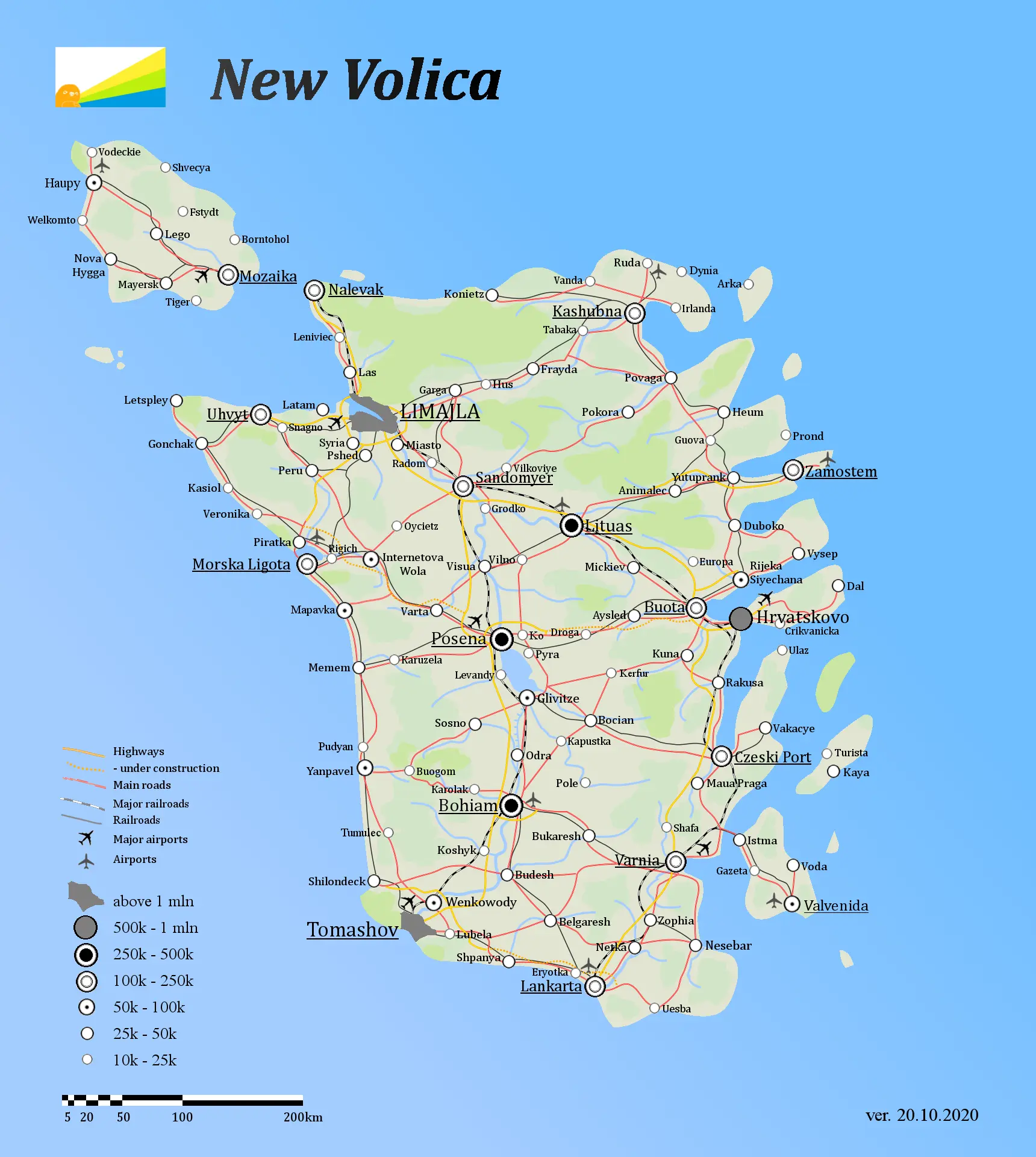 Velka Volica Road Map (fictional)