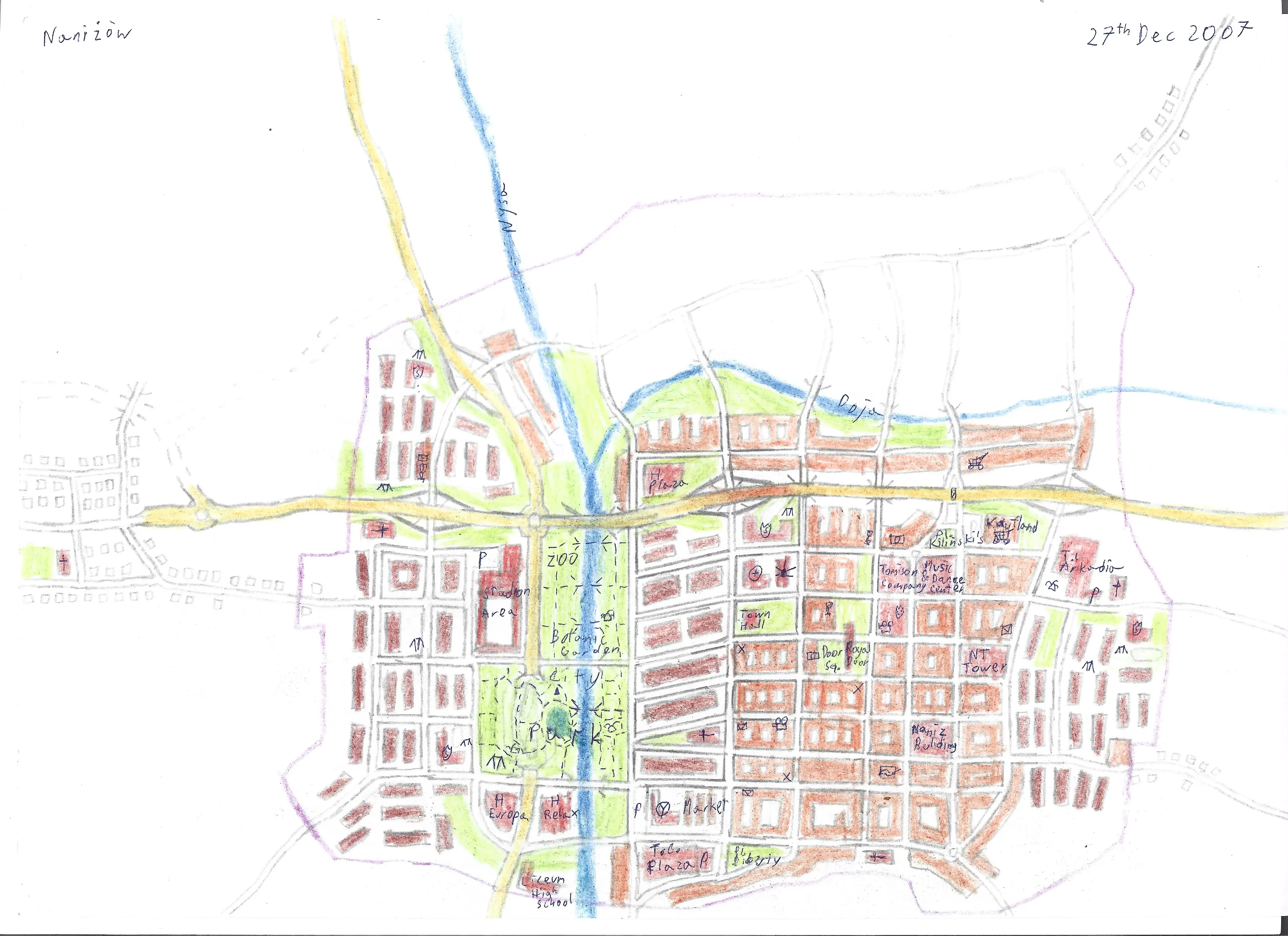 Naniżów Town Map (fictional)