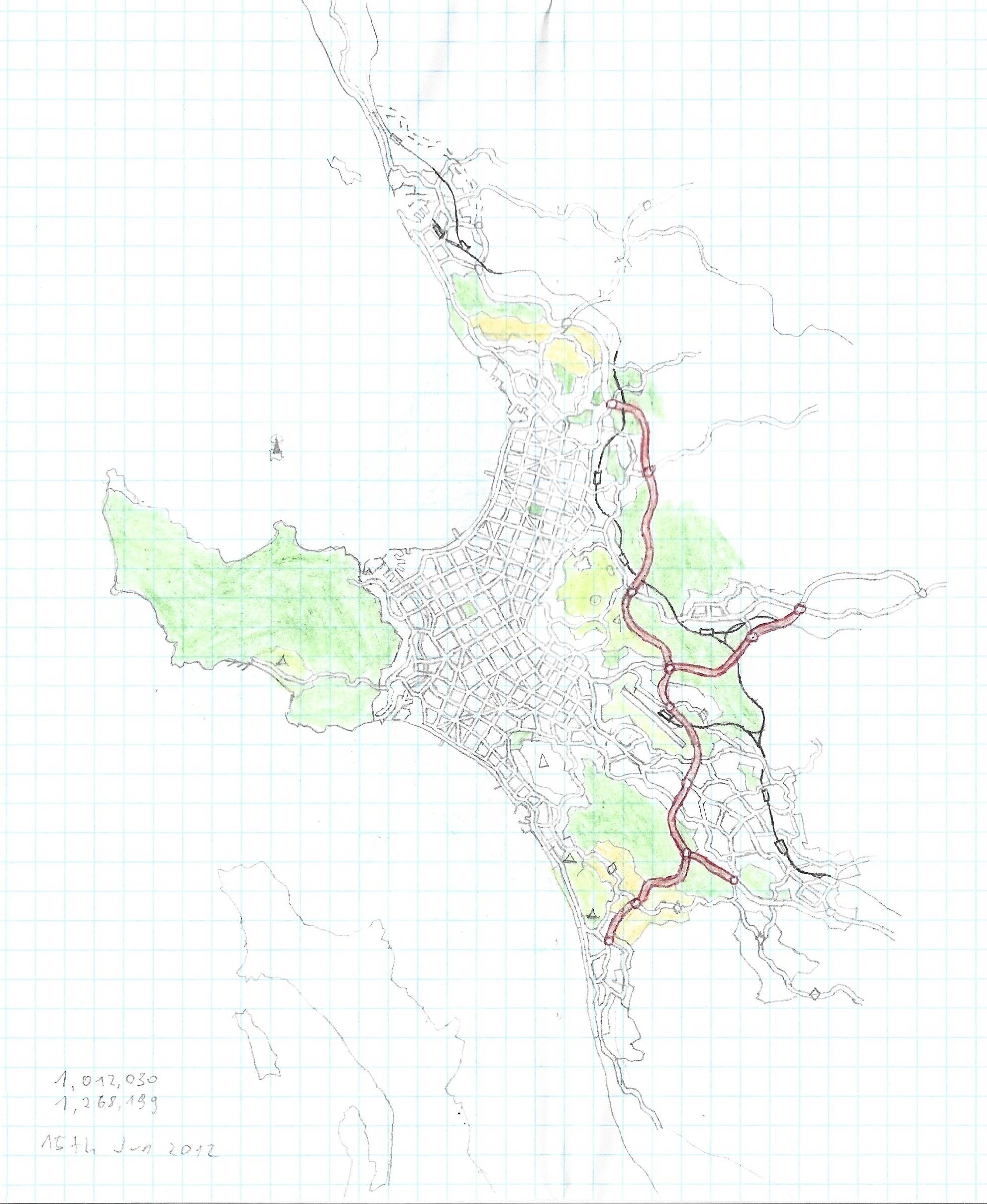 Unnamed city on peninsula Map (fictional)