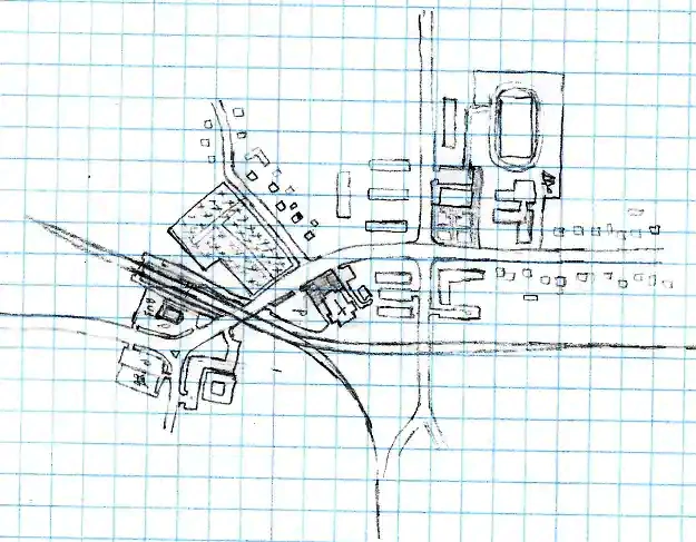 Tiny village with train station Map (fictional)