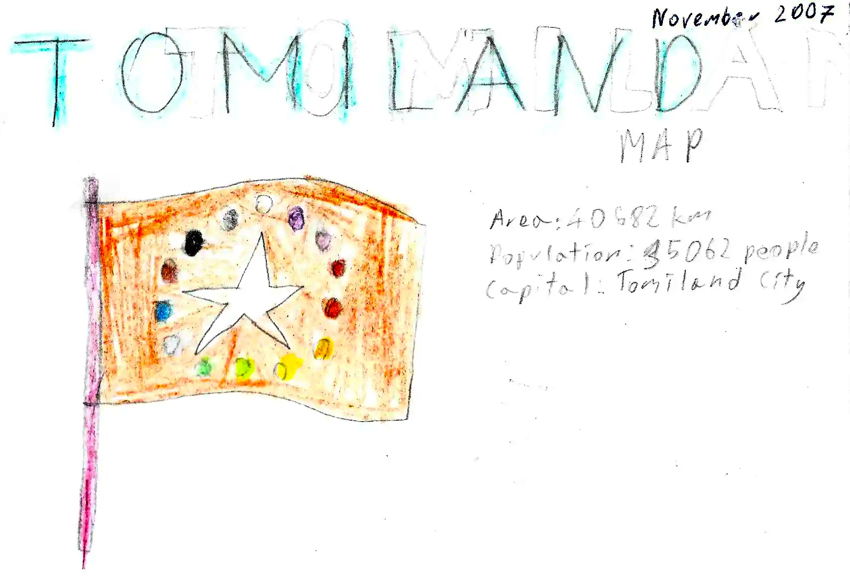 Tomiland Country Map Cover with the flag