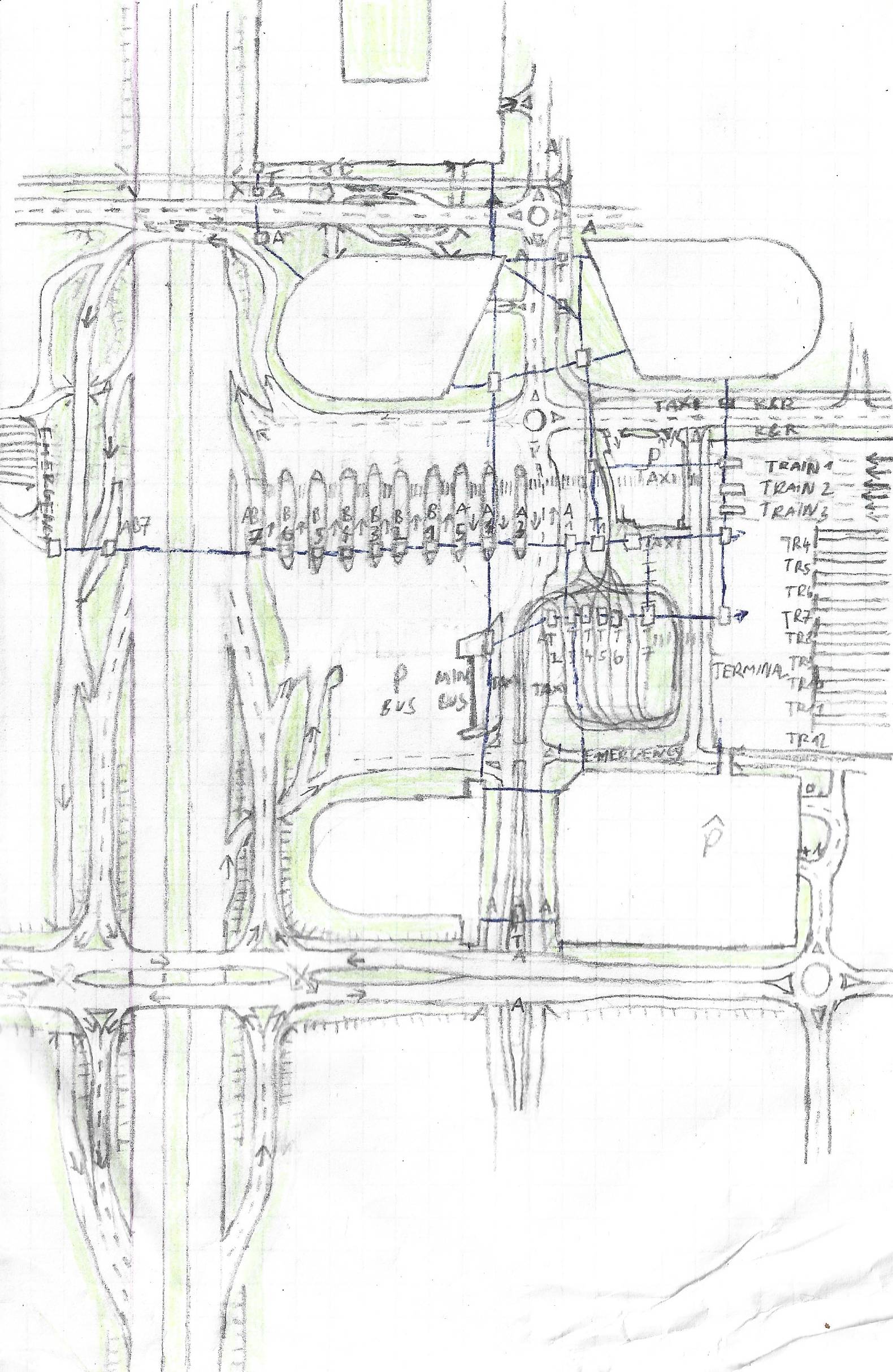 Project of a transport hub with diamond interchange (mock-up)