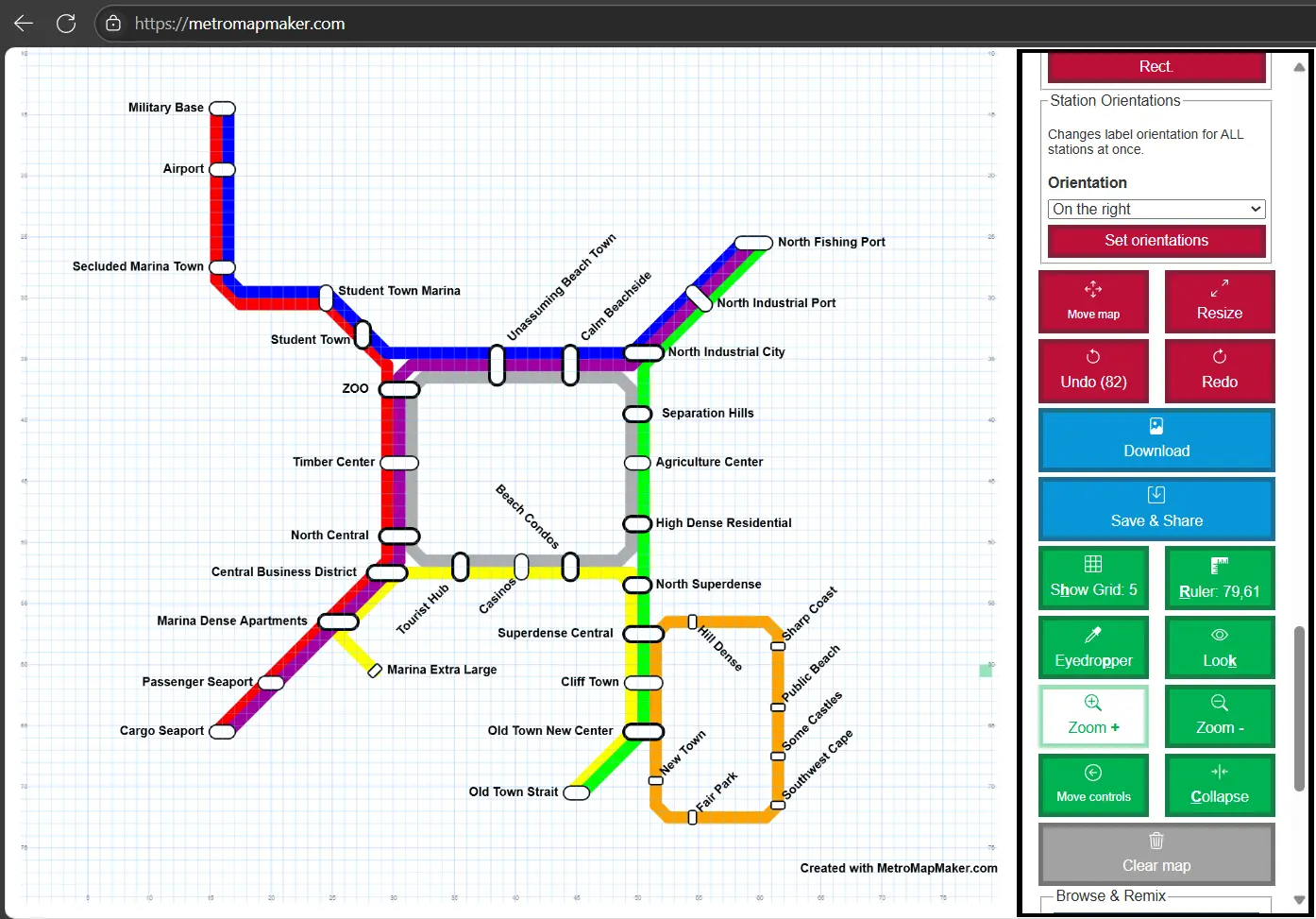tram system project first sketch on metromapmaker.com